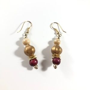 NWOT Red and Gold Dangly Earrings